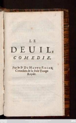 Le Deuil : Comedie