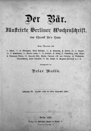 12.1886: Der Bär : illustrierte Wochenschrift für vaterländische Geschichte