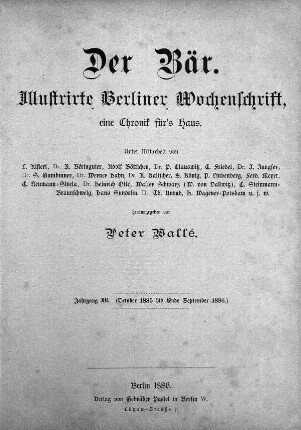 12.1886: Der Bär : illustrierte Wochenschrift für vaterländische Geschichte