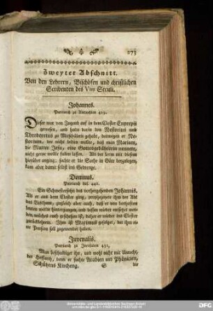 Zweyter Abschnitt. Von den Lehrern, Bischöfen und christlichen Sribenten des Vten Seculi.