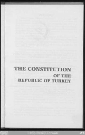 The constitution of the Republik of Turkey