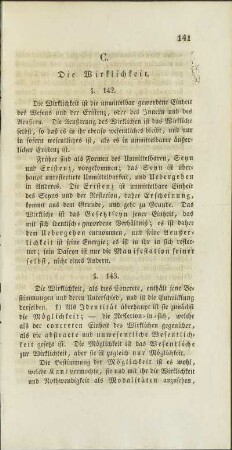 C. Die Wirklichkeit.