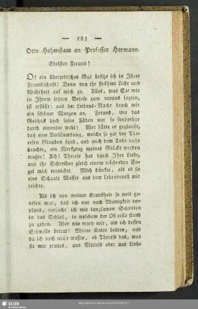 Otto Hohenstam an Professor Hermann