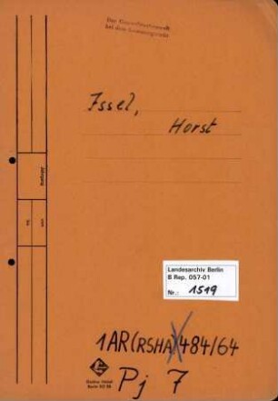 Personenheft Horst Issel (*10.09.1912), SS-Hauptsturmführer