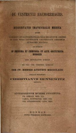 De ventriculi haemorrhagiis : Diss. inaug. med.