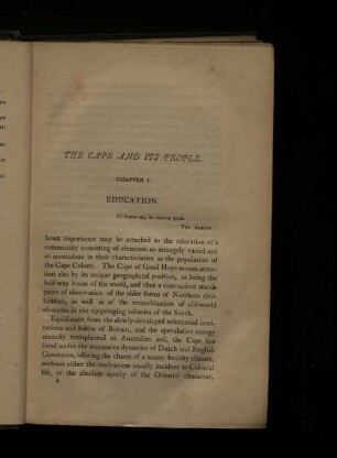 The Cape and its People. Chapter I. Education.