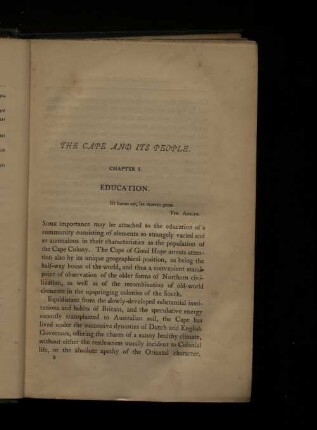 The Cape and its People. Chapter I. Education.