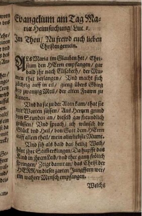 Evangelium am Tag Mariae Heimsuchung/ Luc. 1.