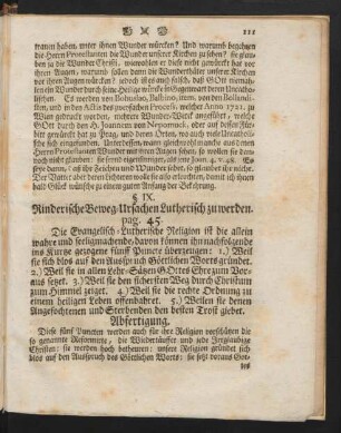 § IX. Rinderische Beweg-Ursachen Lutherisch zu werden. pag. 45.