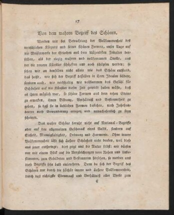 Von dem wahren Begriff des Schönen