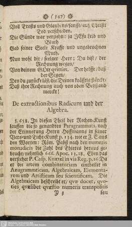 De extractionibus Radicum und der Algebra