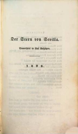 Dramatische Werke, 1. Der Stern von Sevilla