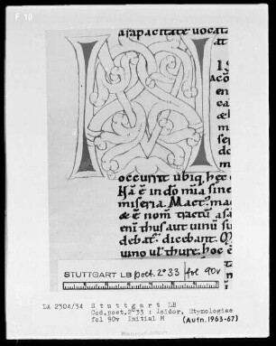 Isidor von Sevilla, Etymologiae — Initiale M, Folio 90verso