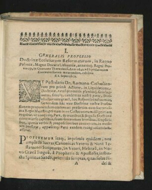 I. Generalis Professio Doctrinae Ecclesiarum Reformatarum ...