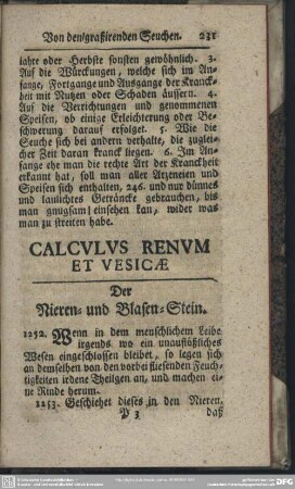 Calaculus Renum Et Vesicae : Der Nieren- und Blasen-Stein
