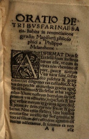 Oratio De Tribvs Farinae Satis