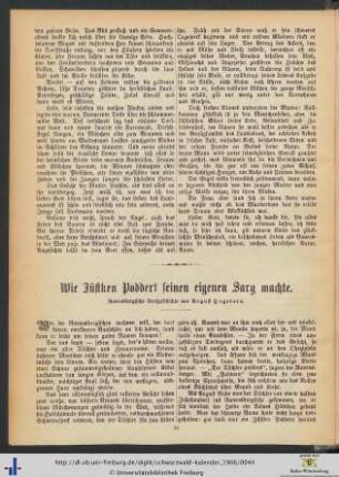 Wie Jüstken Poddert seinen eigenen Sarg machte. Ravensbergische Dorfgeschichte.