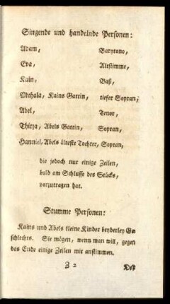 Singende und handelnde Personen:
