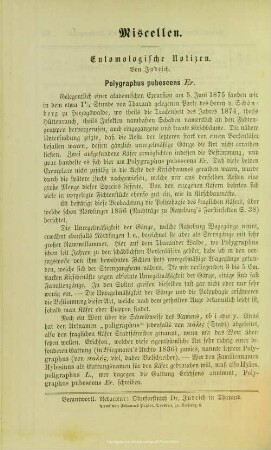II.1. Entomologische Notizen