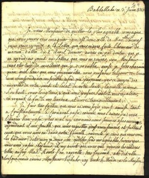 5) M. S. van Maseyk an Niebuhr, Bahballaha, 3. Juni 1767 u. Aleppo, 19. Juni 1767