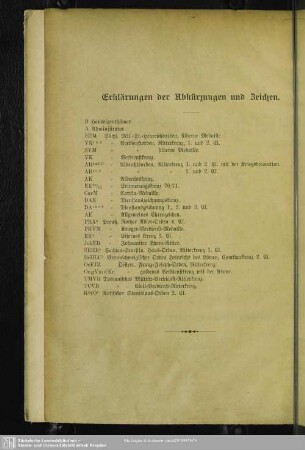 Erklärungen der Abkürzungen und Zeichen