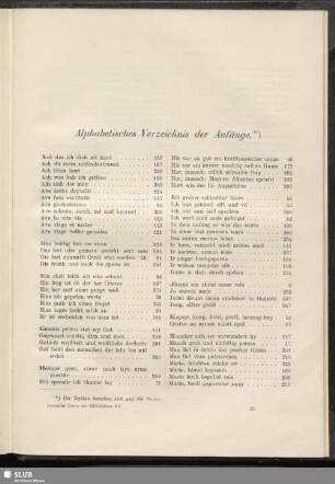Alphabetisches Verzeichnis der Anfänge