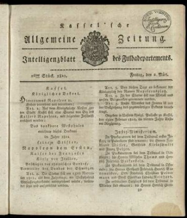 26tes Stueck, Freitag, den 2. Maerz 1810