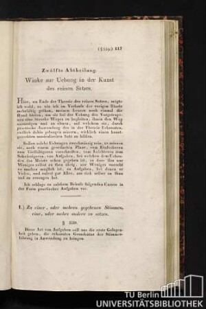 Zwölfte Abtheilung. Winke zur Uebung in der Kunst des reinen Satzes.