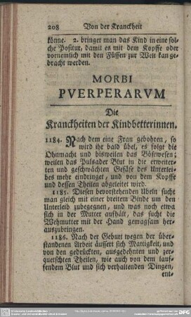 Morbi Puerperarum : Die Kranckheiten der Kindbetterinnen