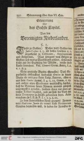 Erleuterung über das Sechste Capitel: Von den Vereinigten Niederlanden