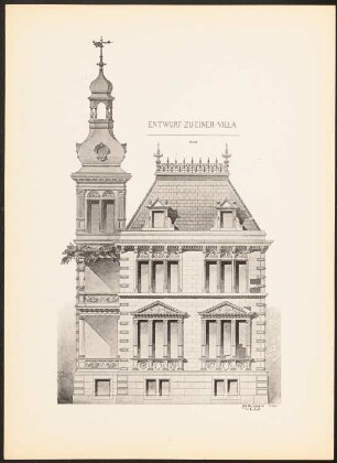 Villa: Ansicht (aus: Drucke von Seminararbeiten der Königlich Technischen Hochschule Berlin, Bd. II)