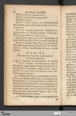 Monita Pro Meditationibus Fundamenti & viæ Purgativæ.