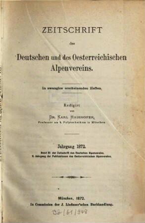 Zeitschrift des Deutschen und Österreichischen Alpenvereins. 3, 3. 1872