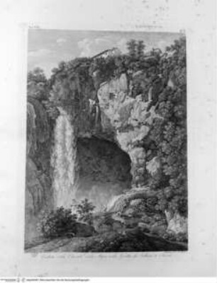 Raccolta delle vedute pittoresche di Roma e de suoi contorni ... volume 1. Parte 1., Tafel 8 (N. 2): Veduta della Cascata della Stipa nella Grotta di Nettuno a Tivoli