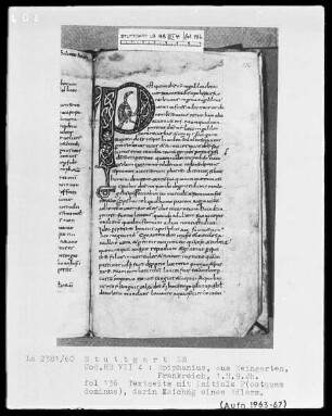 Epiphanius Latinus, Interpretatio evangeliorum — Initiale P(ostquam dominus), Folio 136recto