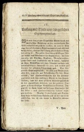 IV. Umfang und Theile einer bürgerlichen Erziehungsanstalt.