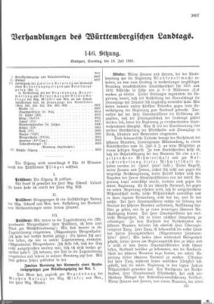 146. Sitzung, Stuttgart, 18.7.1931