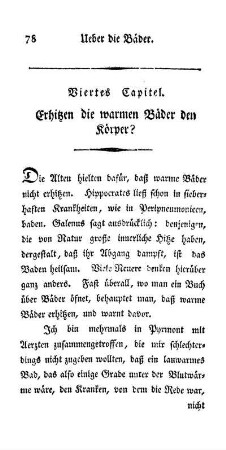 Viertes Capitel. Erhitzen die warmen Bäder den Körper?