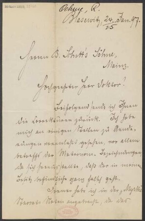 Brief an B. Schott's Söhne : 24.01.1897