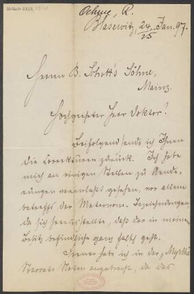 Brief an B. Schott's Söhne : 24.01.1897
