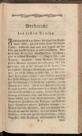 Vorbericht des ersten Dialog.