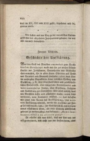 Zweyter Abschnitt. Geschichte der Aufklärung.