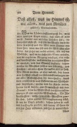 Daß alles, was im Himmel ist, mit allem, was zum Menschen gehöret, übereinstimmt.