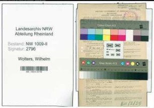 Entnazifizierung Wilhelm Wolters , geb. 25.02.1903 (Lehrer)