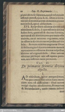 Cap. II. De primario Scientiae divinae objecto