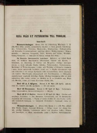 I. Resa Fran S:T Petersburg Till Tobolsk.