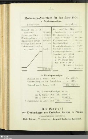Rechnungs-Abschluss für das Jahr 1904