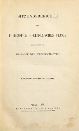 Sitzungsberichte. 122. 1890