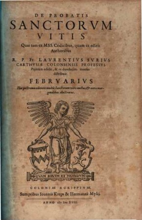 De Probatis Sanctorvm Vitis, 2. Febrvarivs