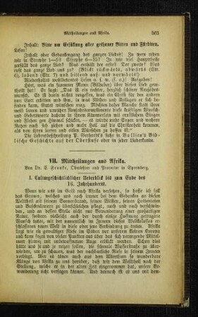 Mittheilungen aus Afrika